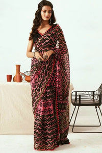 PomPom x Mulmul Cotton Saree : Black