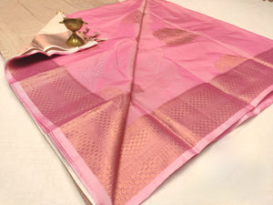 Semi Silk x Copper Zari Saree - Pink