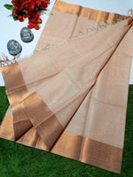 Load image into Gallery viewer, Soft Cotton Tissue Saree - Tan

