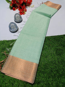 Soft Cotton Tissue Saree - Mint