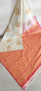Semi Kuppadam Soft Silk Saree - Cream x Light Pink