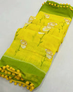 Load image into Gallery viewer, PomPom x Mulmul Cotton Saree : Yellow
