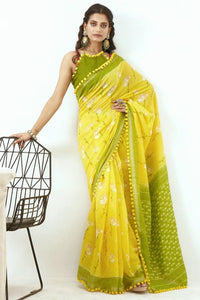 PomPom x Mulmul Cotton Saree : Yellow