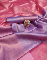 Load image into Gallery viewer, Banarasi , Kora Muslin Saree - Pink x Lavender (copper zari)
