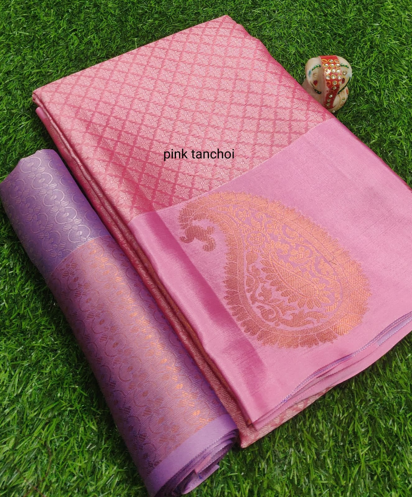 Banarasi , Kora Muslin Saree - Pink x Lavender (copper zari)
