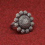 Load image into Gallery viewer, Flower Ring - Oxidised Silver
