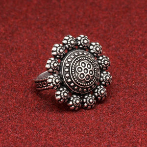 Flower Ring - Oxidised Silver