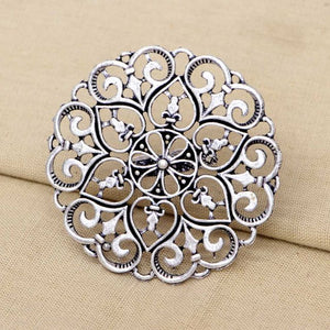 Mandala Flower Statement Ring - Oxidised Silver