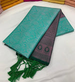 Load image into Gallery viewer, Kubera Pattu x Rose Zari Saree - Turquoise x Emerald
