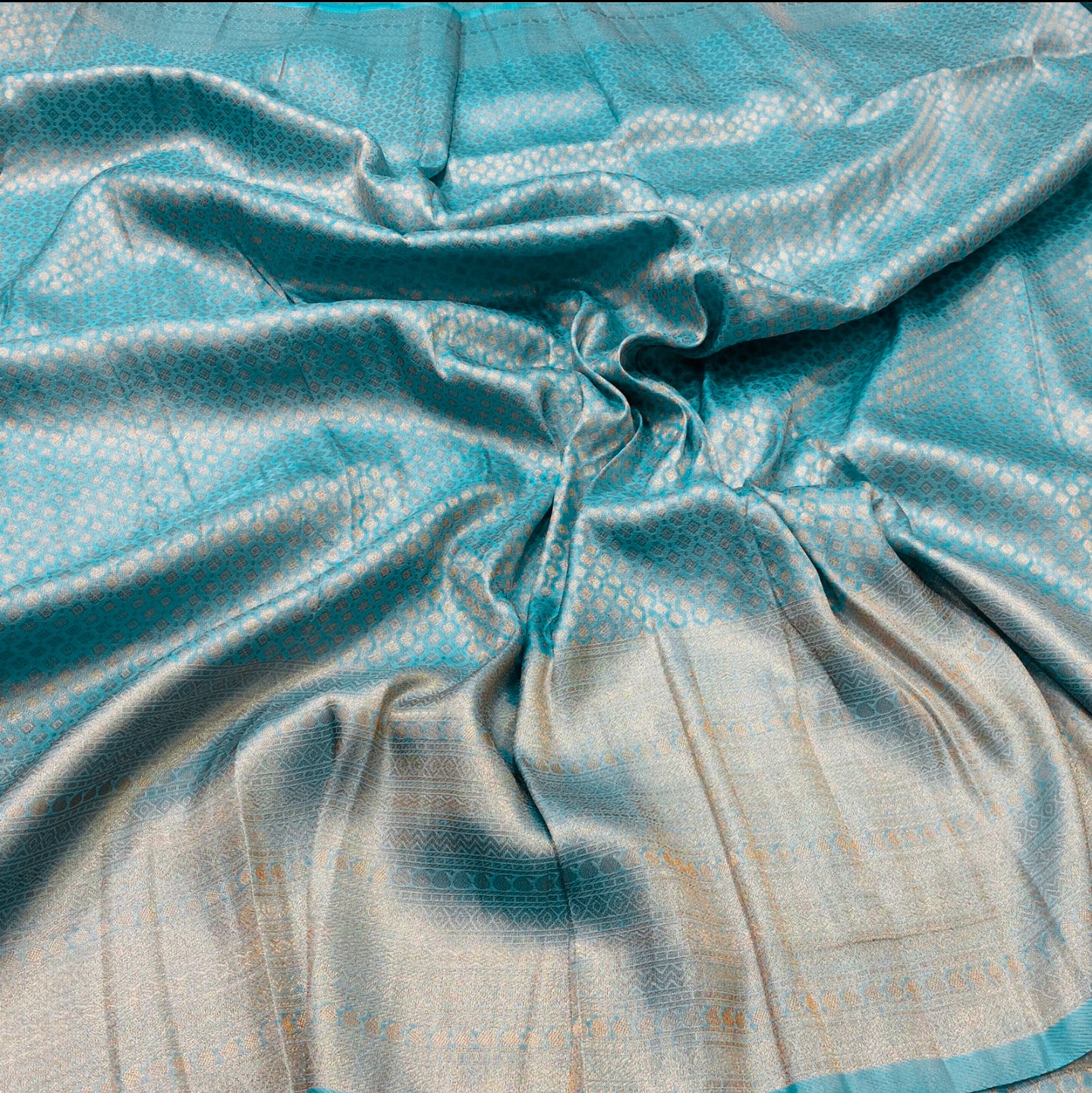 Soft silk banarasi x Copper Zari Saree - Light Blue