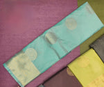 Load image into Gallery viewer, Semi Soft Silk Gold Zari Saree - Light Turquoise
