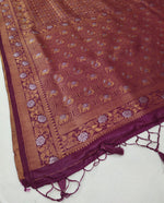 Load image into Gallery viewer, Soft silk banarasi x Copper &amp; Siiver Zari Saree - Wine
