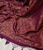 Load image into Gallery viewer, Soft silk banarasi x Copper &amp; Siiver Zari Saree - Wine
