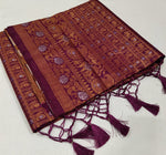 Load image into Gallery viewer, Soft silk banarasi x Copper &amp; Siiver Zari Saree - Wine
