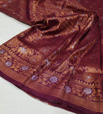 Load image into Gallery viewer, Soft silk banarasi x Copper &amp; Siiver Zari Saree - Wine

