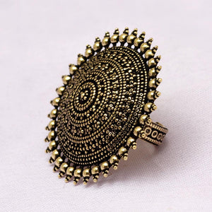 Mandala Ring - Oxidised Gold