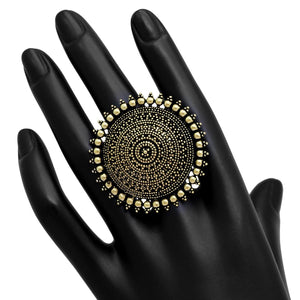 Mandala Ring - Oxidised Gold
