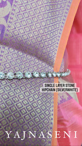 Hipchain - Single layer stones (silverwhite)