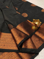 Load image into Gallery viewer, Semi Soft Silk Copper Zari Saree - Black
