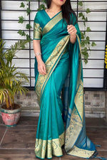 Load image into Gallery viewer, Sana Silk Saree - Teal
