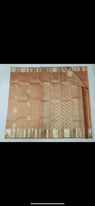 Peachy - Pure Kanjivaram Silk Saree with White Gold Zari