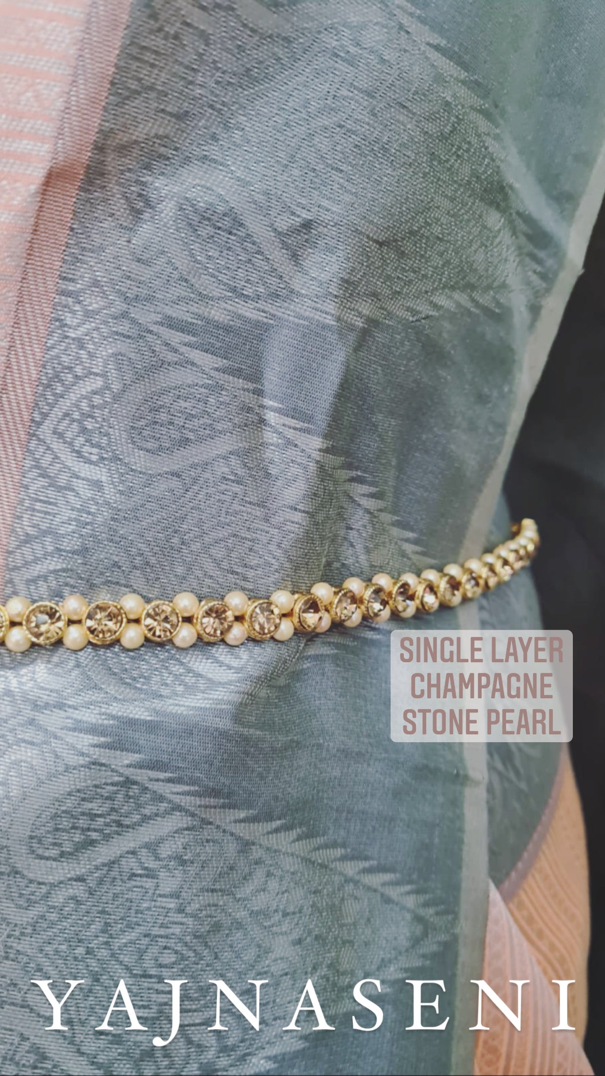 Hipchain - Single layer champagne stone pearl