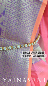 Hipchain - Single layer stones (goldwhite)