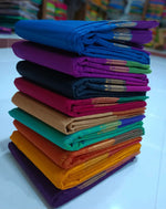 Load image into Gallery viewer, Minimalist Cotton Saree , Temple border Series : Purple x Green
