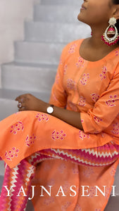 Kurti set - EESHANI : salmon x pink