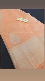 Load image into Gallery viewer, Peachy - Pure Kanjivaram Silk Saree with White Gold Zari
