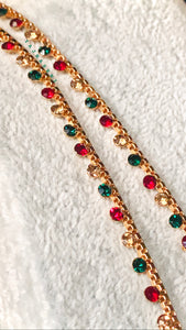 Minimalist Anklet - Red Green Champagne