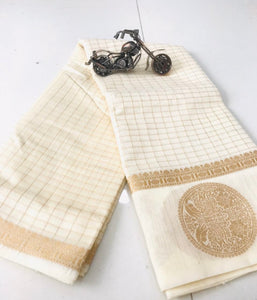 Gold Mandala Checks - Cream