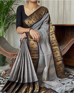 Load image into Gallery viewer, Sungudi Cotton Saree - Light grey
