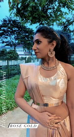 Load image into Gallery viewer, Satin Saree - Cold Coffee / Rose Gold
