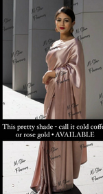 Load image into Gallery viewer, Satin Saree - Cold Coffee / Rose Gold
