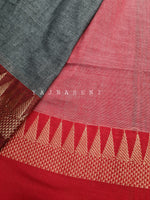 Load image into Gallery viewer, Soft Khadi Saree , temple border - Grey x Maroon
