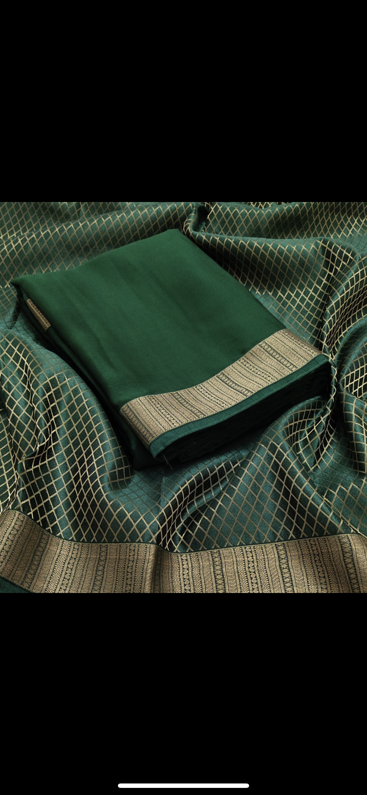 Chiffon Saree - Pine Green