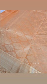 Load image into Gallery viewer, Peachy - Pure Kanjivaram Silk Saree with White Gold Zari
