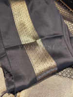 Load image into Gallery viewer, Banarasi Soft Silk Saree x Light Gold Zari - Black

