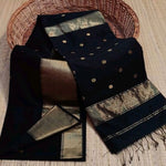 Load image into Gallery viewer, Maheswari Silk Cotton Saree - Black
