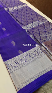 Royal Blue - Pure Kanjivaram Silk Saree with Silver Zari