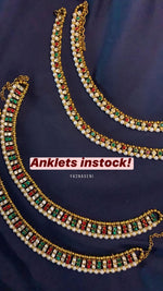Load image into Gallery viewer, Anklet - Red Green stones (Gold)
