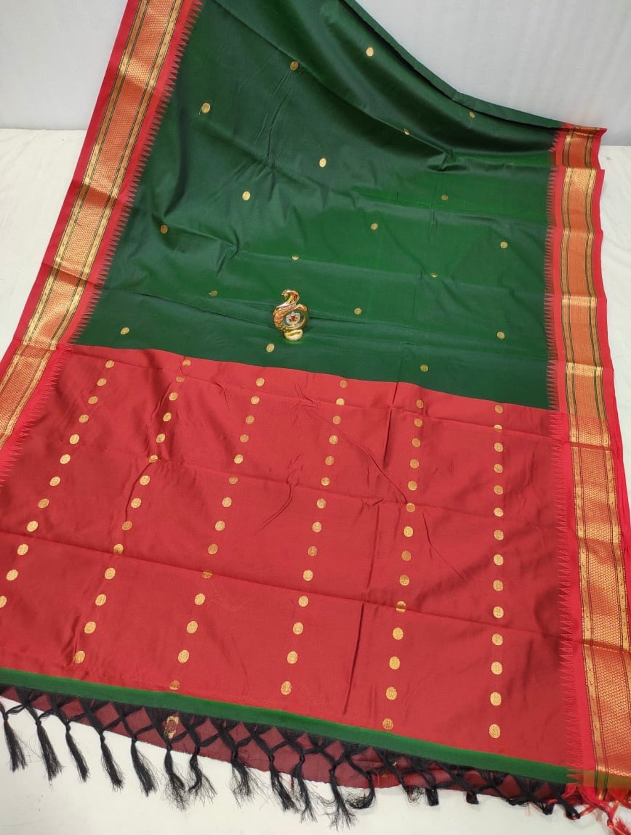 Cotton Silk - Green x Red