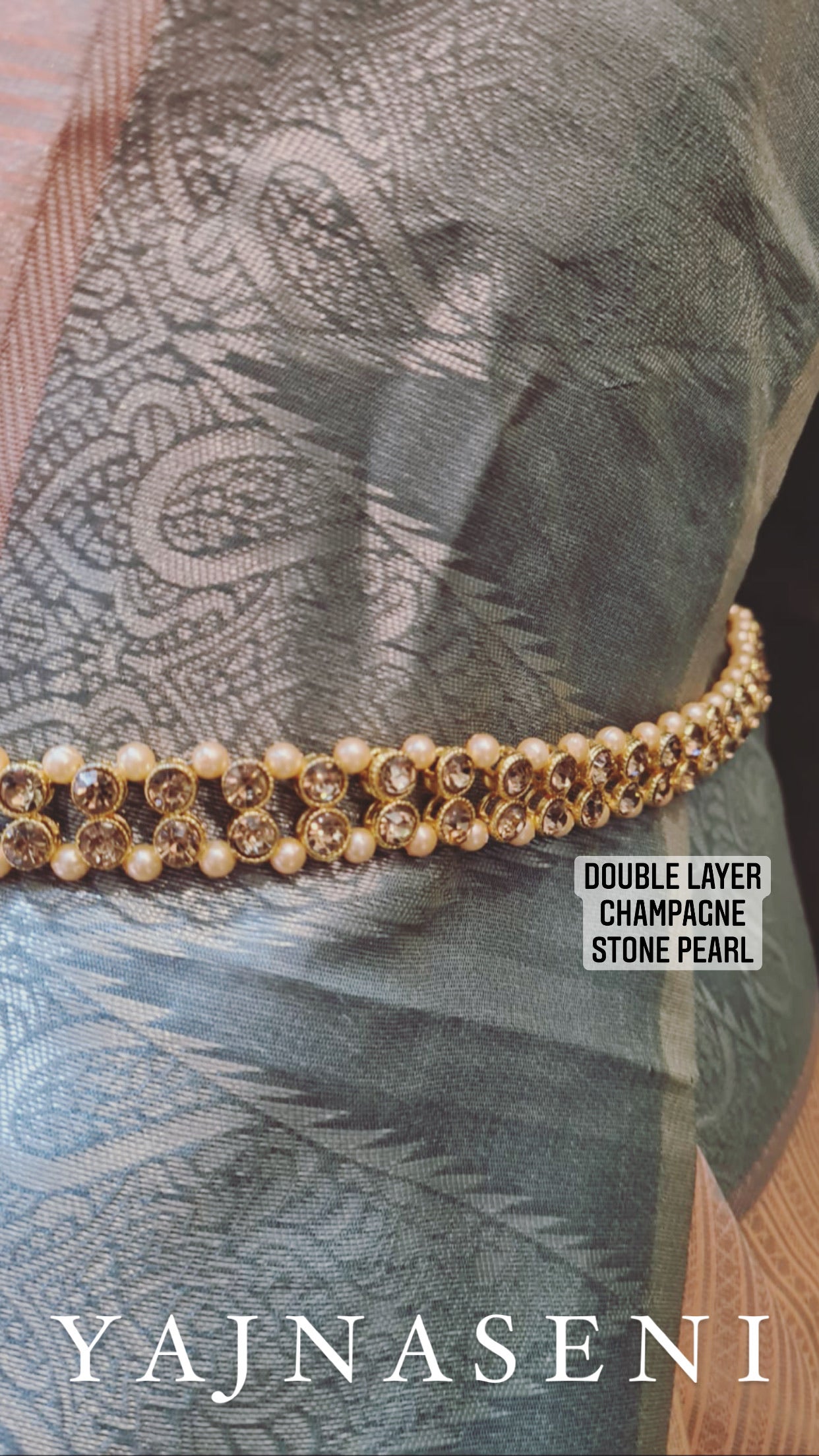 Hipchain - Double layer champagne stone pearl